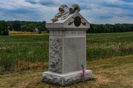Monument to the 8th Illinois Volunteer Cavalry, Gettysburg National Military Park, Pennsylvania USAのeditorial素材