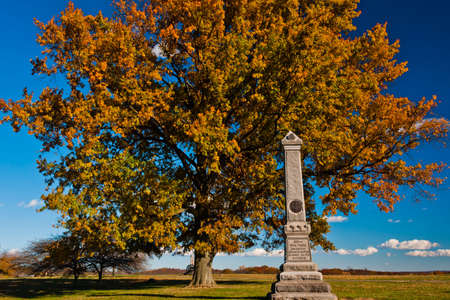 Photo of The Monument to the 39th New York Infantry (Garibaldi Guards) on a Beautiful Autumn Day, Gettysburg National Military Park, Pennsylvania USAのeditorial素材