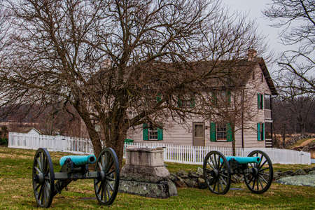 Photo of The Trostle House and Cannons, Gettysburg National Military Park, Pennsylvania USAのeditorial素材