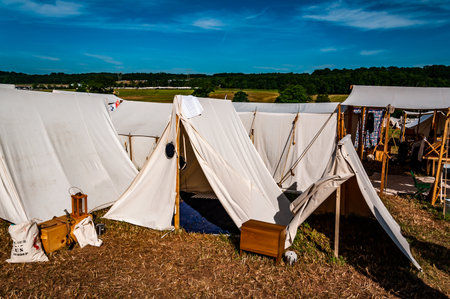 Federal Campground, Gettysburg 150th Reenactment, July 2013のeditorial素材