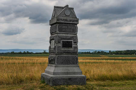 Monument to the 107th Pennsylvania Volunteer Infantry Regiment, Doubleday Avenue, Gettysburg National Military Park, Pennsylvania USAのeditorial素材