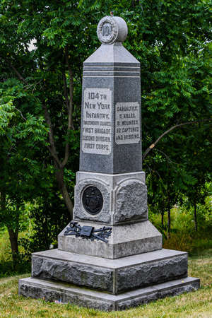 Monument to the 104th New York Volunteer Infantry Regiment (Wadsworth Guards), Gettysburg National Military Park, Pennsylvania USAのeditorial素材