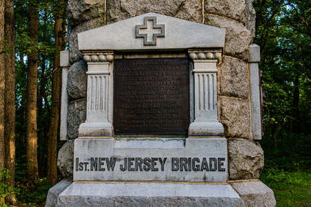 1st New Jersey Brigade Monument, Gettysburg National Military Park, Pennsylvania, USAのeditorial素材