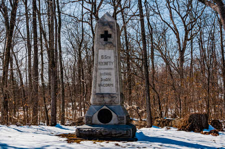 The 65th New York Volunteer Infantry Regiment Monument in Winter, Gettysburg National Military Park, Pennsylvania USAのeditorial素材