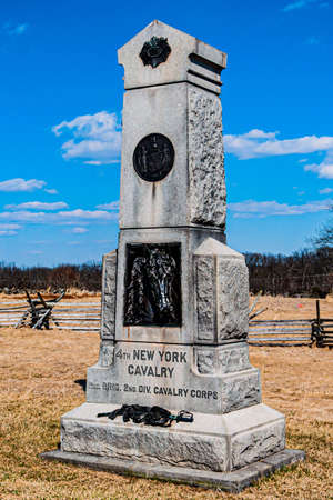The 4th New York Volunteer Cavalry Regiment Monument, Gettysburg National Military Park, Pennsylvania USAのeditorial素材