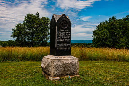 Photo of The Monument to Companies A & I, 5th Maryland Volunteer Infantry, Bloody Lane, Antietam National Battlefield, Maryland USAのeditorial素材