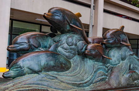 Dolphins of the Sea Statue, Boston, Massachusetts, USAのeditorial素材