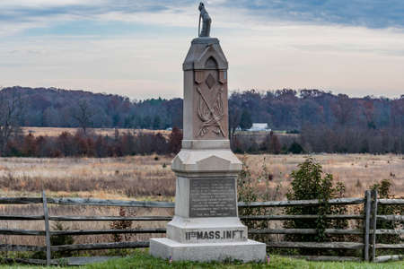Monument to the 11th Massachusetts Infantry Regiment, Gettysburg National Military Park, Pennsylvania, USAのeditorial素材