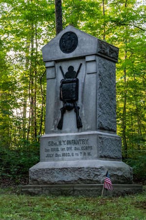 52nd New York Infantry Monument, Gettysburg National Military Park, Pennsylvania, USAのeditorial素材