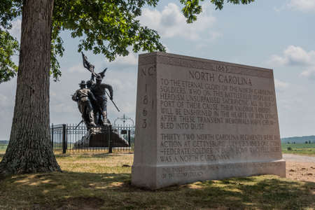 Rear View of North Carolina Monument, Gettysburg National Military Park, Pennsylvania, USAのeditorial素材