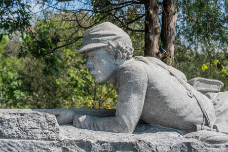 Closeup of the 96th Pennsylvania Volunteer Infantry Regiment, Gettysburg National Military Park, Pennsylvania, USAのeditorial素材
