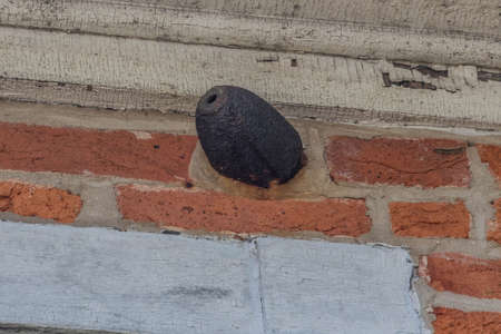 Artillery Shell in Wall of House, Josiah Benner Farmhouse, Gettysburg National Military Park, Pennsylvania, USAのeditorial素材