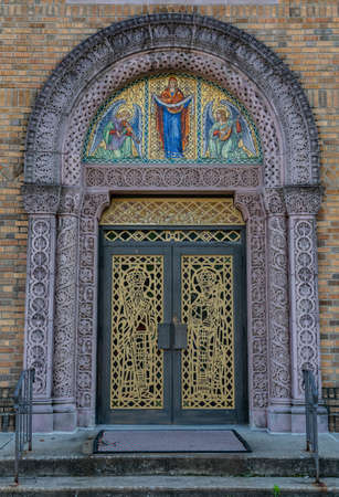 The Doorway of St. Marys Greek Catholic Church, Johnstown, Pennsylvania, USAのeditorial素材