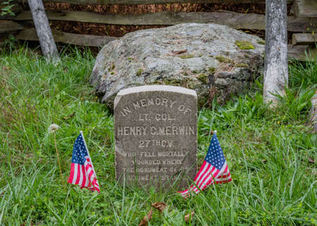 Monument to LT. COL. Henry C. Merwin, Gettysburg National Military Park, Pennsylvania, USAのeditorial素材