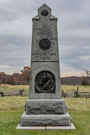 Monument to the 2nd New York Cavalry Brigade, Gettysburg National Military Park, Pennsylvania, USAのeditorial素材