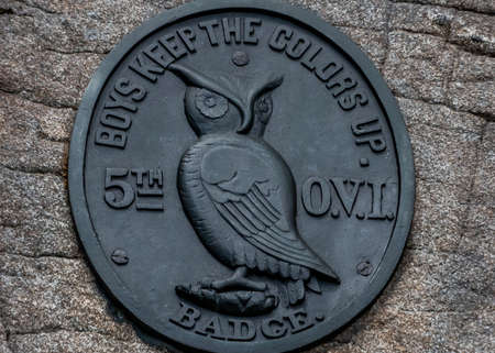 Monument To The 5th Ohio Volunteer Infantry, Gettysburg National Military Park, Pennsylvania, UJSAのeditorial素材