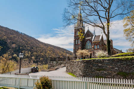 Historic Saint Peters Roman Catholic Church, Harpers Ferry, West Virginia, USAの写真素材