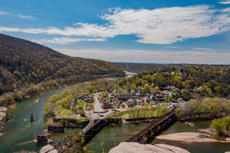 View of Harpers Ferry From Maryland Heights, West Virginia, USAの写真素材