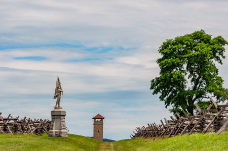 The Sunken Road and Observation Tower, Antietam National Battlefield, Maryland USA, Sharpsburg,...