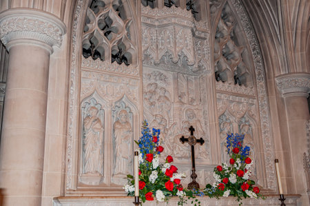 Altar, Washington National Cathedral, District of Colombia, USA, Washington, District of Columbiaの写真素材