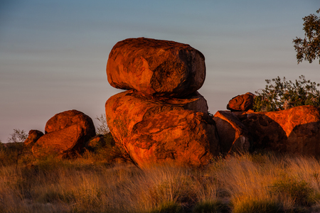 Rock formations in the Devils Marbles Conservation Reserveの写真素材