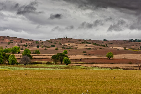A rural agricultural landscape in Shan Province, Myanmarの写真素材