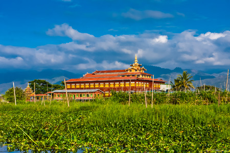 Nga Phe Kyaung Monastery, Inle Lake, Shan State, Myanmarの写真素材