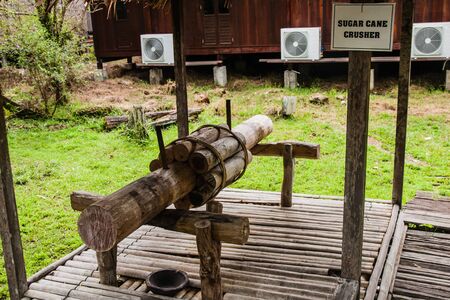 The traditional sugar cane crusher, Sarawak Cultural Village, Malaysia