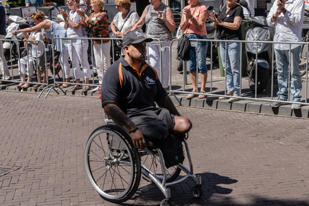 A disabled Dutch veteran in parade on the 2018 Veterans' Day in The Hagueのeditorial素材