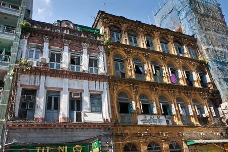 The colonial architecture of the historical center in Yangonの写真素材