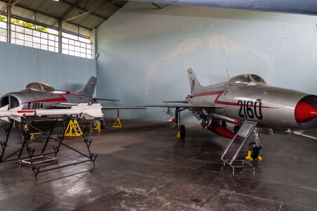 Soviet MIG jet fighters in the Indonesian Museum of Aviation, Yogyakartaのeditorial素材