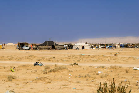 A typical Bedouin family camp in the desert near Riyadh, Saudi Arabiaの写真素材