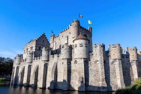The 10th-century Gravensteen Castle in Ghent, Belgiumのeditorial素材