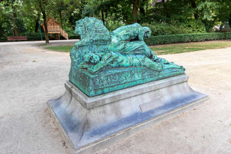 The monument Les BÃ¢tisseurs de villes (The City Builders) by Charles Van der Stappen (1843-1910) in Cinquantenaire Park, Brussels, Belgiumのeditorial素材