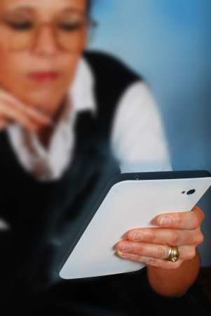 business woman working with computer tablet or padの写真素材