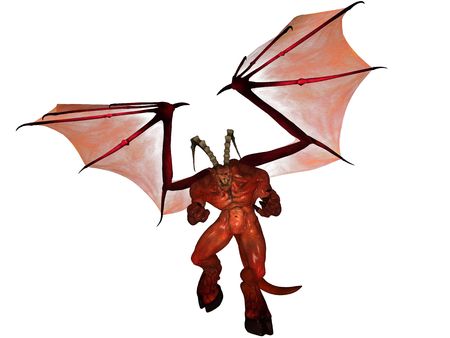 3D rendered fantasy demon isolated on white backgroundの写真素材