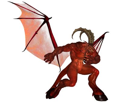 3D rendered fantasy demon isolated on white backgroundの写真素材
