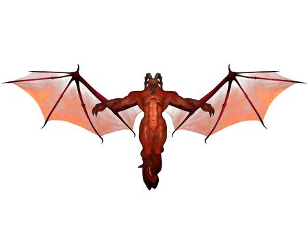 3D rendered fantasy demon isolated on white backgroundの写真素材