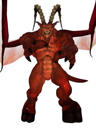3D rendered fantasy demon isolated on white backgroundの写真素材