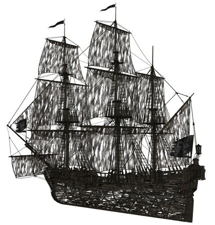 3D redered ghost sailboat rendered on white background isolatedの写真素材