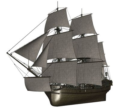 3D redered sailboat rendered on white background isolatedの写真素材