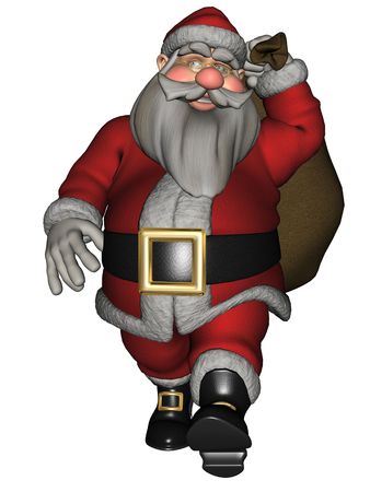 3D rendered Santa Claus on white background isolatedの写真素材