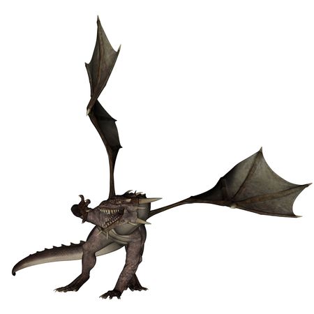 3D rendered flying dragon isolated on white backgroundの写真素材