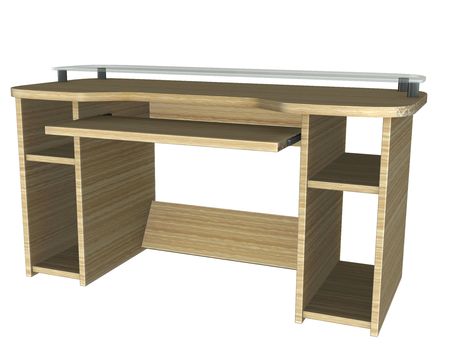 3D rendered computer desktop on white background isolatedの写真素材