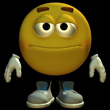 3D rendered emoticon on black background isolatedの写真素材