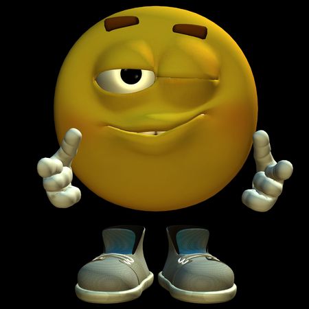 3D rendered emoticon on black background isolatedの写真素材