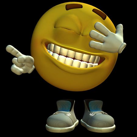 3D rendered emoticon on black background isolatedの写真素材