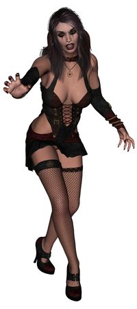 3D sexy wampire lady rendered on white background isolatedの写真素材