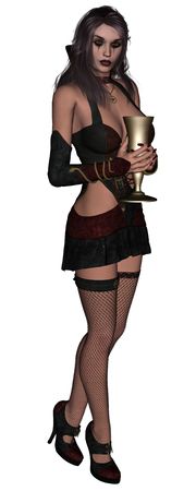 3D sexy wampire lady rendered on white background isolatedの写真素材