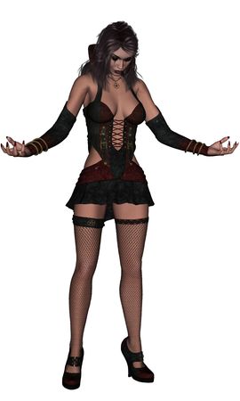 3D sexy wampire lady rendered on white background isolatedの写真素材